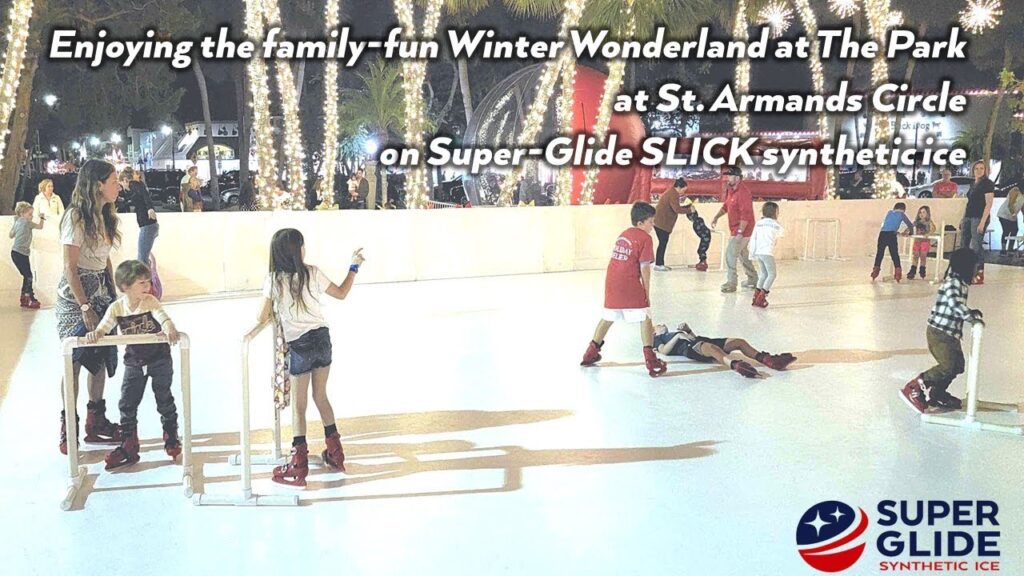Winter Wonderland at St. Armands Circle in Sarasota, FL and Super-Glide synthetic ice skating rink