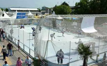 Super-Glide synthetic ice rink for hockey practicing and hockey training