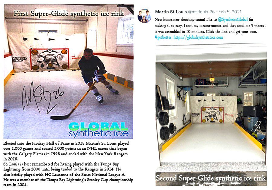 Martin St. Louis enjoing his home Super-Glide synthetic ice rink